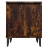 Table de chevet avec pieds en métal Chêne fumé 40x30x50 cm 