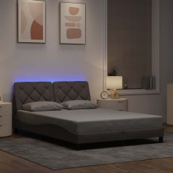 Cadre de lit avec LED sans matelas taupe 140x200 cm tissu 
