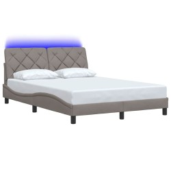 Cadre de lit avec LED sans matelas taupe 140x200 cm tissu 