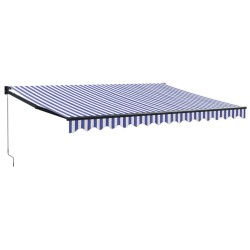 Auvent rétractable bleu et blanc 4x3 m tissu et aluminium 