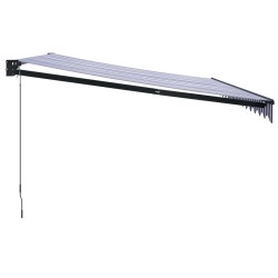 Auvent rétractable bleu et blanc 4x3 m tissu et aluminium 