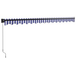 Auvent rétractable bleu et blanc 4x3 m tissu et aluminium 