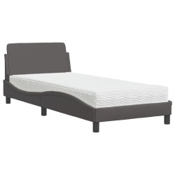 Lit avec matelas gris 90x190 cm similicuir 