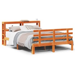 Cadre de lit et tête de lit sans matelas cire marron 135x190 cm 
