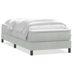 Sommier à lattes de lit et matelas gris clair 80x210 cm velours 