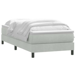 Sommier à lattes de lit et matelas gris clair 80x210 cm velours 