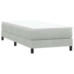 Sommier à lattes de lit et matelas gris clair 80x210 cm velours 