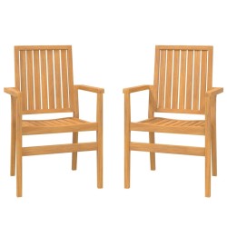 Chaises de jardin empilables lot de 2 56,5x57,5x91 cm bois teck 