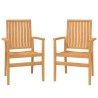 Chaises de jardin empilables lot de 2 56,5x57,5x91 cm bois teck 