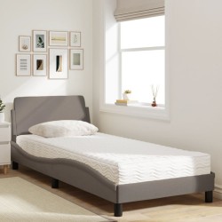 Lit avec matelas taupe 80x200 cm tissu 