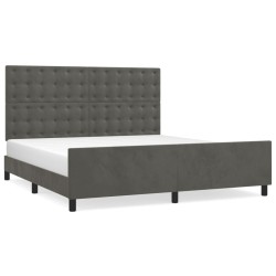 Cadre de lit sans matelas gris foncé 160x200 cm velours 