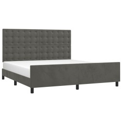 Cadre de lit sans matelas gris foncé 160x200 cm velours 