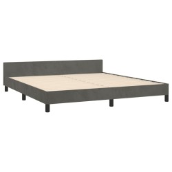 Cadre de lit sans matelas gris foncé 160x200 cm velours 