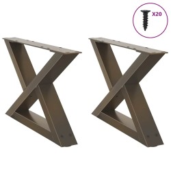 Pieds de table basse 2 pièces Acier naturel 60 x (30-31,3) cm Acier 