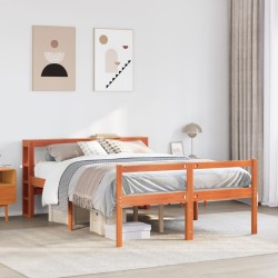 Cadre de lit et tête de lit sans matelas cire marron 140x190 cm 