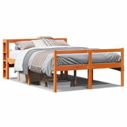 Cadre de lit et tête de lit sans matelas cire marron 140x190 cm 