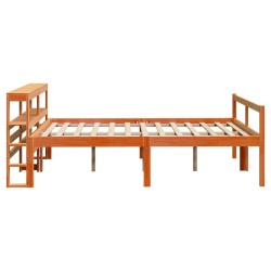 Cadre de lit et tête de lit sans matelas cire marron 140x190 cm 
