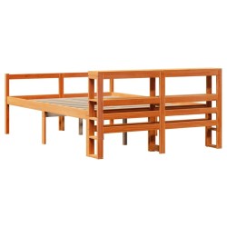 Cadre de lit et tête de lit sans matelas cire marron 140x190 cm 