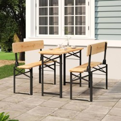 Ensemble de tables à bière pliantes 3 pcs bois massif de sapin 