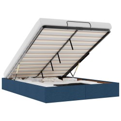 Cadre de lit ottoman sans matelas bleu 140x190 cm tissu 