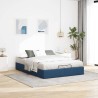Cadre de lit ottoman sans matelas bleu 140x190 cm tissu 