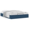 Cadre de lit ottoman sans matelas bleu 140x190 cm tissu 