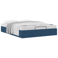 Cadre de lit ottoman sans matelas bleu 140x190 cm tissu 