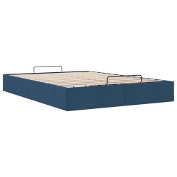 Cadre de lit ottoman sans matelas bleu 140x190 cm tissu 