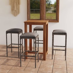 Ensemble de bar de jardin avec coussins 5 pcs Gris 