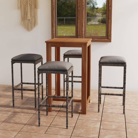 Ensemble de bar de jardin avec coussins 5 pcs Gris 