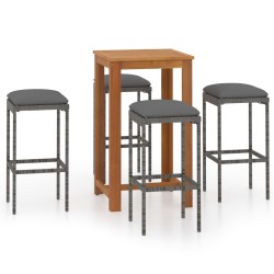 Ensemble de bar de jardin avec coussins 5 pcs Gris 