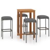 Ensemble de bar de jardin avec coussins 5 pcs Gris 