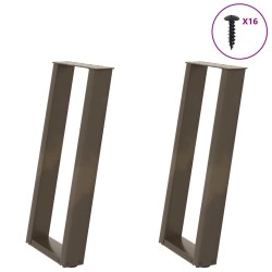 Pieds de table console en U, 2 pièces, acier naturel, 38 x (72-73) cm 
