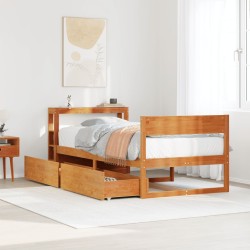 Cadre de lit sans matelas cire marron 90x190 cm bois pin massif 