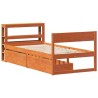 Cadre de lit sans matelas cire marron 90x190 cm bois pin massif 