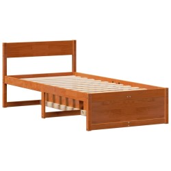 Cadre de lit sans matelas cire marron 90x190 cm bois pin massif 