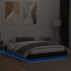 Cadre de lit avec LED sans matelas noir 160x200 cm 