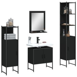 Ensemble d’armoires salle de bain 4 pcs noir bois d'ingénierie 