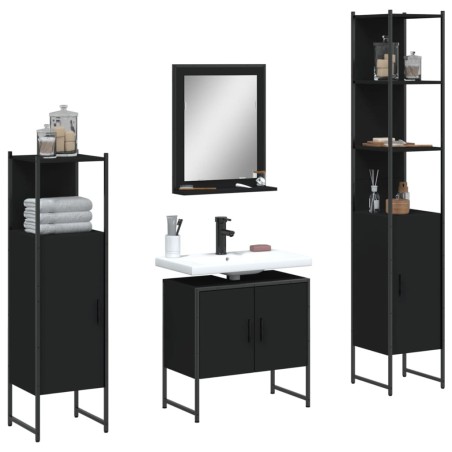 Ensemble d’armoires salle de bain 4 pcs noir bois d'ingénierie 