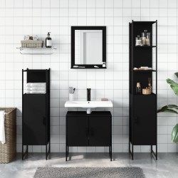 Ensemble d’armoires salle de bain 4 pcs noir bois d'ingénierie 