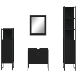 Ensemble d’armoires salle de bain 4 pcs noir bois d'ingénierie 