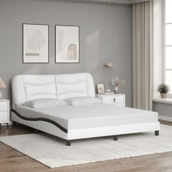 Cadre de lit sans matelas blanc et noir 160x200 cm similicuir 