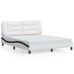 Cadre de lit sans matelas blanc et noir 160x200 cm similicuir 