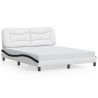 Cadre de lit sans matelas blanc et noir 160x200 cm similicuir 