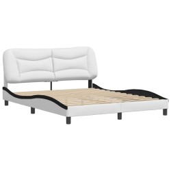 Cadre de lit sans matelas blanc et noir 160x200 cm similicuir 