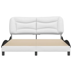 Cadre de lit sans matelas blanc et noir 160x200 cm similicuir 