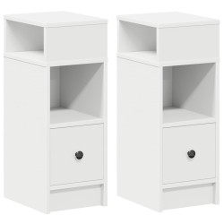 Tables de chevet 2 pcs avec tiroir blanc 25x31x66 cm 