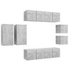 Ensemble de meuble TV 8 pcs Gris béton Bois d'ingénierie 