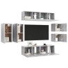 Ensemble de meuble TV 8 pcs Gris béton Bois d'ingénierie 