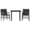 Ensemble de bistro 3 pcs avec coussins gris résine tressée 
